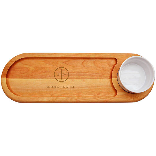 Circle Initials Dip & Serve 21-inch Wood Board
